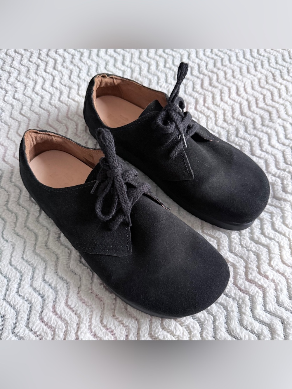 KALSO Earth Faroe Lokah Black Suede Lace Up Grounded/Negative Heel Shoes Sz 9.5